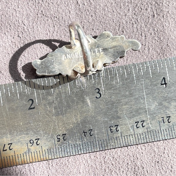 Vintage Signed Angela Lee Navajo Sterling Peyote Cactus Flowers Leaves Ring - Picture 7 of 9